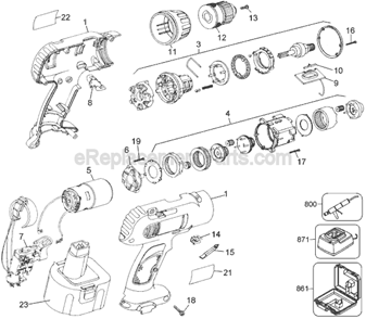Page A Diagram and Parts List for 2757 Type 1 Black and Decker Cordless Drill